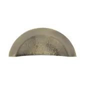 HAM1730-AT Heritage Brass Drawer Cup Pull Crescent Hammered Design Antique Brass finish
