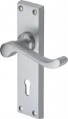 V810-SC Heritage Brass Door Handle Lever Lock Bedford Design Satin Chrome Finish