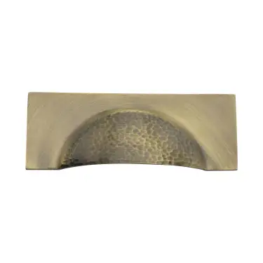 Click Here To Enlarge This Photo Of HAM2764-AT Heritage Brass Drawer Cup Pull Hampshire Hammered Design 57mm ctc Antique Brass Finish
