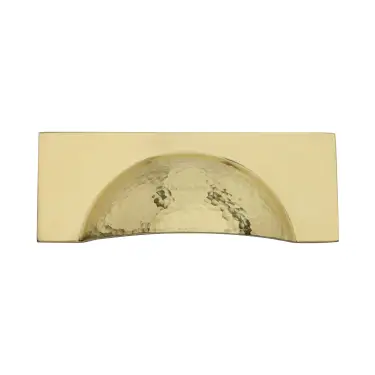 Click Here To Enlarge This Photo Of HAM2764-PB Heritage Brass Drawer Cup Pull Hampshire Hammered Design 57mm ctc Polished Brass Finish