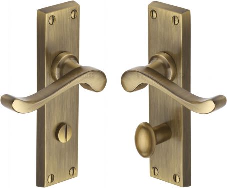 Click Here To Enlarge This Photo Of V815-AT Heritage Brass Door Handle For Bathroom Bedford Design Antique Brass Finish