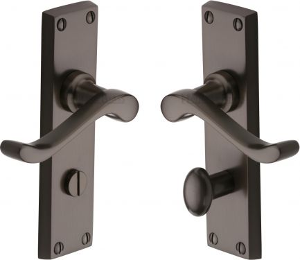 Click Here To Enlarge This Photo Of V815-MB Heritage Brass Door Handle For Bathroom Bedford Design Matt Bronze Finish