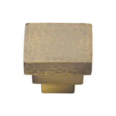 Click Here To Enlarge This Photo Of HAM3672 32-AT Heritage Brass Cabinet Knob Square Stepped Hammered Design 32mm Antique Brass finish