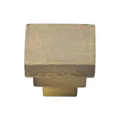 HAM3672 32-AT Heritage Brass Cabinet Knob Square Stepped Hammered Design 32mm Antique Brass finish