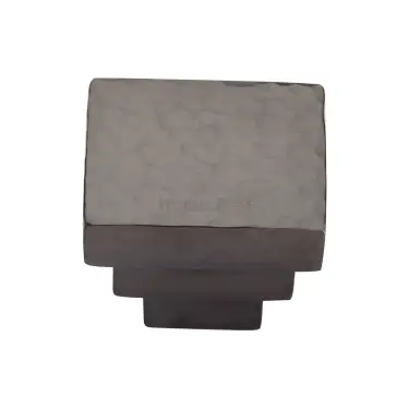 Click Here To Enlarge This Photo Of HAM3672 32-MB Heritage Brass Cabinet Knob Square Stepped Hammered Design 32mm Matt Bronze finish
