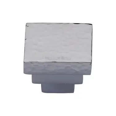 Click Here To Enlarge This Photo Of HAM3672 32-PC Heritage Brass Cabinet Knob Square Stepped Hammered Design 32mm Polished Chrome finish