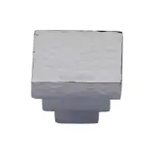 HAM3672 32-PC Heritage Brass Cabinet Knob Square Stepped Hammered Design 32mm Polished Chrome finish