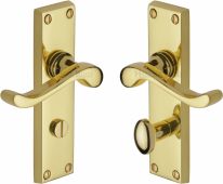 V815-PB Heritage Brass Door Handle For Bathroom Bedford Design Polished Brass Finish