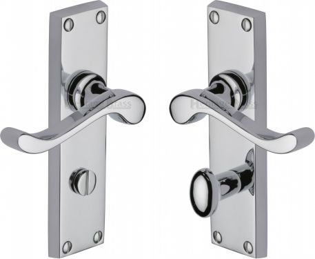 Click Here To Enlarge This Photo Of V815-PC Heritage Brass Door Handle For Bathroom Bedford Design Polished Chrome Finish
