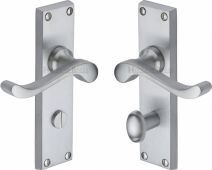 V815-SC Heritage Brass Door Handle For Bathroom Bedford Design Satin Chrome Finish