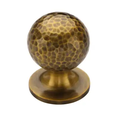 Click Here To Enlarge This Photo Of HAM8321 32-AT Heritage Brass Cabinet Knob Ball Hammered Design 32mm Antique Brass finish
