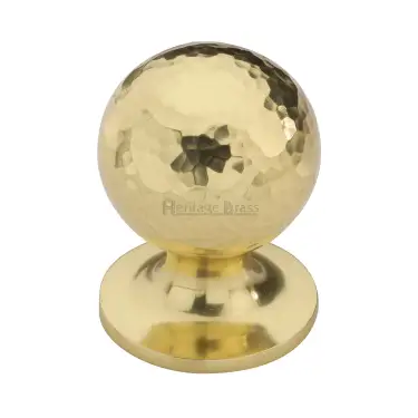 Click Here To Enlarge This Photo Of HAM8321 32-PB Heritage Brass Cabinet Knob Ball Hammered Design 32mm Polished Brass finish