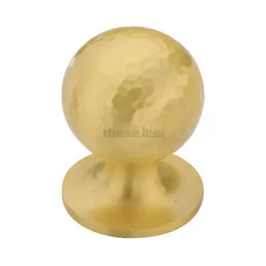 Click Here To Enlarge This Photo Of HAM8321 32-SB Heritage Brass Cabinet Knob Ball Hammered Design 32mm Satin Brass finish