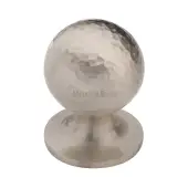 HAM8321 32-SN Heritage Brass Cabinet Knob Ball Hammered Design 32mm Satin Nickel finish