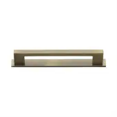 PL0337 128-AT Heritage Brass Cabinet Pull Metro Design with Plate 128mm ctc Antique Brass Finish