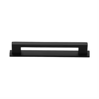 Click Here To Enlarge This Photo Of PL0337 128-BKMT Heritage Brass Cabinet Pull Metro Design with Plate 128mm ctc Matt Black Finish