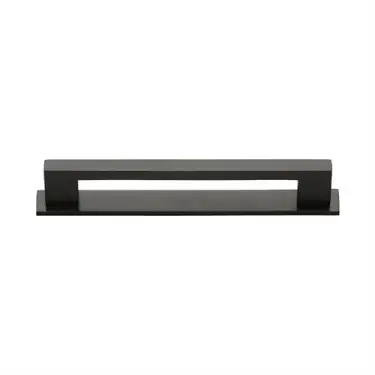 Click Here To Enlarge This Photo Of PL0337 128-MB Heritage Brass Cabinet Pull Metro Design with Plate 128mm ctc Matt Bronze Finish