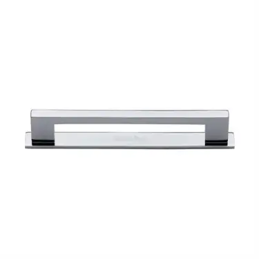 Click Here To Enlarge This Photo Of PL0337 128-PC Heritage Brass Cabinet Pull Metro Design with Plate 128mm ctc Polished Chrome Finish