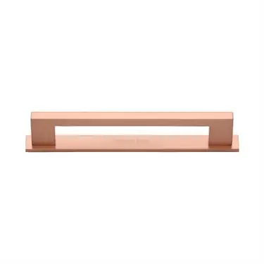 Click Here To Enlarge This Photo Of PL0337 128-SRG Heritage Brass Cabinet Pull Metro Design with Plate 128mm ctc Satin Rose Gold Finish