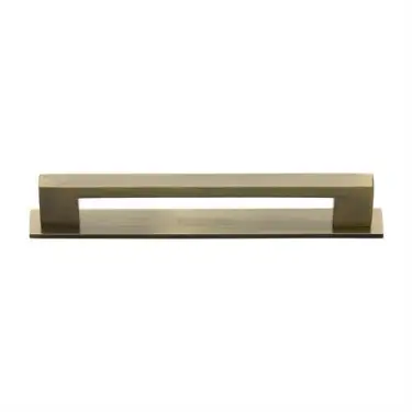 Click Here To Enlarge This Photo Of PL0337 160-AT Heritage Brass Cabinet Pull Metro Design with Plate 160mm ctc Antique Brass Finish