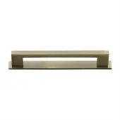 PL0337 160-AT Heritage Brass Cabinet Pull Metro Design with Plate 160mm ctc Antique Brass Finish