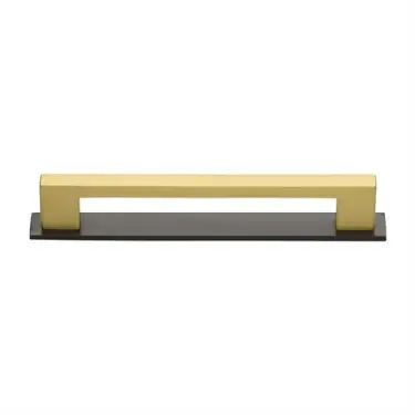 Click Here To Enlarge This Photo Of PL0337 160-BSB Heritage Brass Cabinet Pull Metro Design with Plate 160mm ctc Matt Bronze/Satin Brass Finish