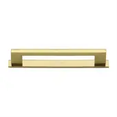 PL0337 160-PB Heritage Brass Cabinet Pull Metro Design with Plate 160mm ctc Polished Brass Finish