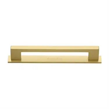 Click Here To Enlarge This Photo Of PL0337 160-SB Heritage Brass Cabinet Pull Metro Design with Plate 160mm ctc Satin Brass Finish