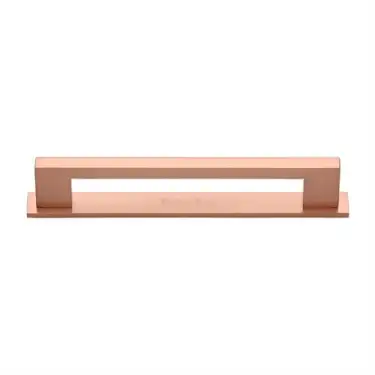 Click Here To Enlarge This Photo Of PL0337 160-SRG Heritage Brass Cabinet Pull Metro Design with Plate 160mm ctc Satin Rose Gold Finish