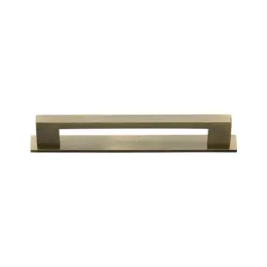 Click Here To Enlarge This Photo Of PL0337 96-AT Heritage Brass Cabinet Pull Metro Design with Plate 96mm ctc Antique Brass Finish
