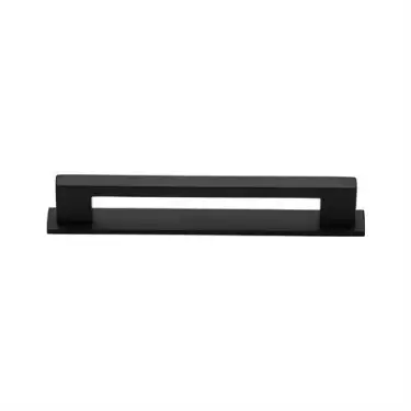 Click Here To Enlarge This Photo Of PL0337 96-BKMT Heritage Brass Cabinet Pull Metro Design with Plate 96mm ctc Matt Black Finish