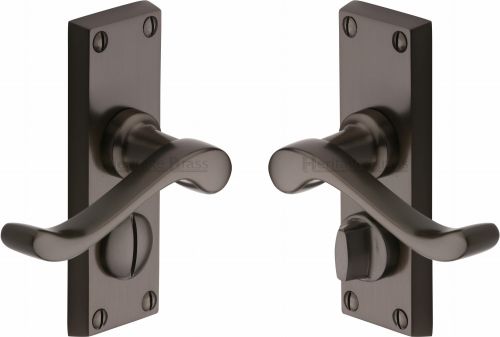 Click Here To Enlarge This Photo Of V825-MB Heritage Brass Door Handle For Privacy Set Bedford Short Design Matt Bronze Finish