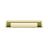 PL0337 96-PB Heritage Brass Cabinet Pull Metro Design with Plate 96mm ctc Polished Brass Finish