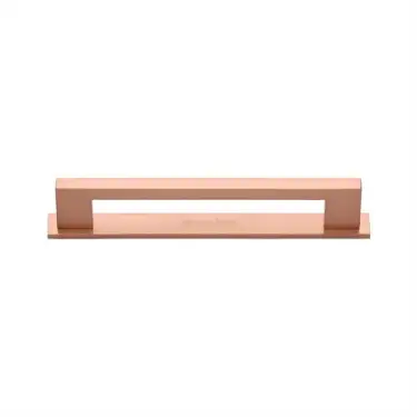 Click Here To Enlarge This Photo Of PL0337 96-SRG Heritage Brass Cabinet Pull Metro Design with Plate 96mm ctc Satin Rose Gold Finish