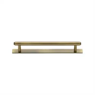 Click Here To Enlarge This Photo Of PL4410 128-AT Heritage Brass Cabinet Pull Step Design with Plate 128mm ctc Antique Brass Finish