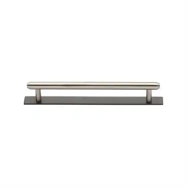 Click Here To Enlarge This Photo Of PL4410 128-BSN Heritage Brass Cabinet Pull Step Design with Plate 128mm ctc Matt Bronze/Satin Nickel Finish