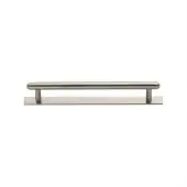 PL4410 128-SN Heritage Brass Cabinet Pull Step Design with Plate 128mm ctc Satin Nickel Finish