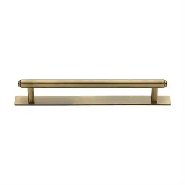 Click Here To Enlarge This Photo Of PL4410 160-AT Heritage Brass Cabinet Pull Step Design with Plate 160mm ctc Antique Brass Finish