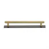 PL4410 160-BSB Heritage Brass Cabinet Pull Step Design with Plate 160mm ctc Matt Bronze/Satin Brass Finish