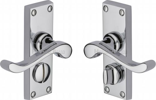 Click Here To Enlarge This Photo Of V825-PC Heritage Brass Door Handle For Privacy Set Bedford Short Design Polished Chrome Finish