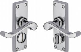 V825-PC Heritage Brass Door Handle For Privacy Set Bedford Short Design Polished Chrome Finish