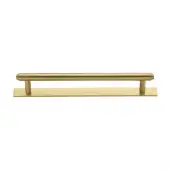 PL4410 160-SB Heritage Brass Cabinet Pull Step Design with Plate 160mm ctc Satin Brass Finish