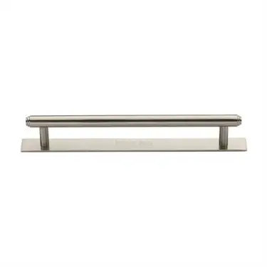 Click Here To Enlarge This Photo Of PL4410 160-SN Heritage Brass Cabinet Pull Step Design with Plate 160mm ctc Satin Nickel Finish