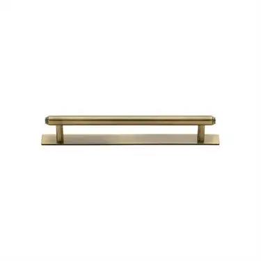 Click Here To Enlarge This Photo Of PL4410 96-AT Heritage Brass Cabinet Pull Step Design with Plate 96mm ctc Antique Brass Finish