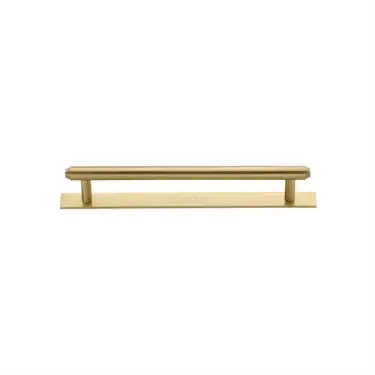 Click Here To Enlarge This Photo Of PL4410 96-SB Heritage Brass Cabinet Pull Step Design with Plate 96mm ctc Satin Brass Finish
