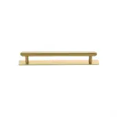 PL4410 96-SB Heritage Brass Cabinet Pull Step Design with Plate 96mm ctc Satin Brass Finish