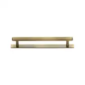 PL4422 128-AT Heritage Brass Cabinet Pull Hexagonal Design with Plate 128mm ctc Antique Brass Finish