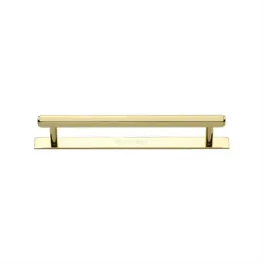 Click Here To Enlarge This Photo Of PL4422 128-PB Heritage Brass Cabinet Pull Hexagonal Design with Plate 128mm ctc Polished Brass Finish