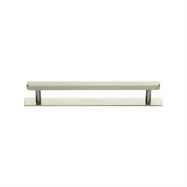 Click Here To Enlarge This Photo Of PL4422 128-SN Heritage Brass Cabinet Pull Hexagonal Design with Plate 128mm ctc Satin Nickel Finish