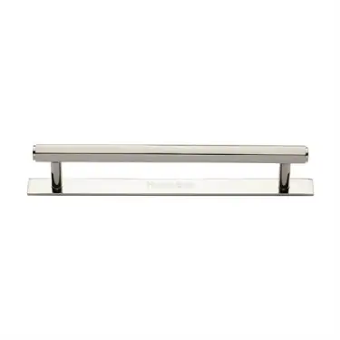 Click Here To Enlarge This Photo Of PL4422 160-PNF Heritage Brass Cabinet Pull Hexagonal Design with Plate 160mm ctc Polished Nickel Finish